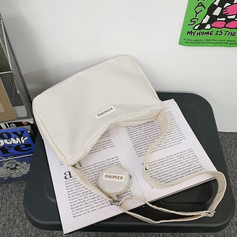 Solid Color Creative Printing Canvas Messenger Bag For Women