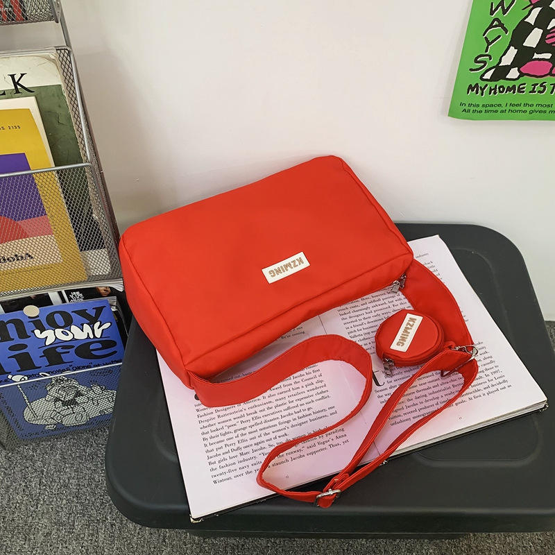 Solid Color Creative Printing Canvas Messenger Bag For Women