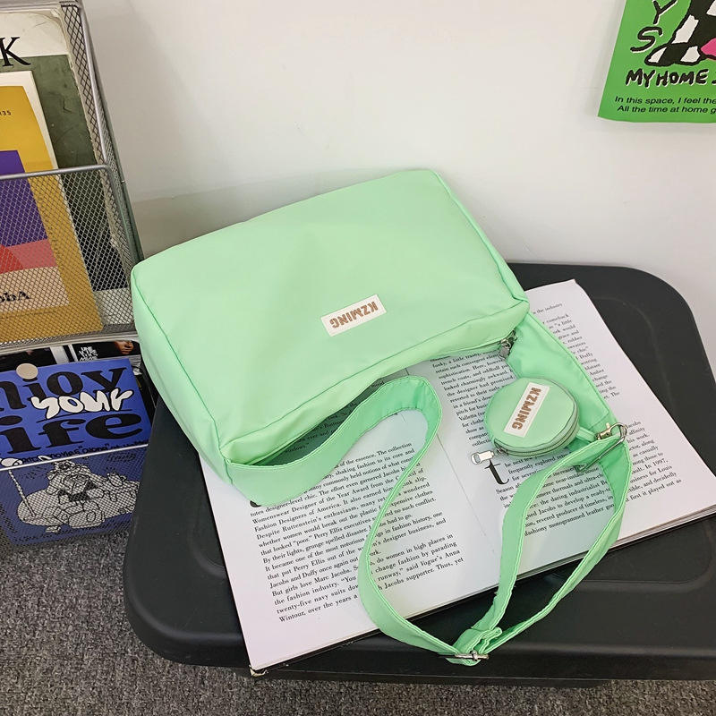 Solid Color Creative Printing Canvas Messenger Bag For Women