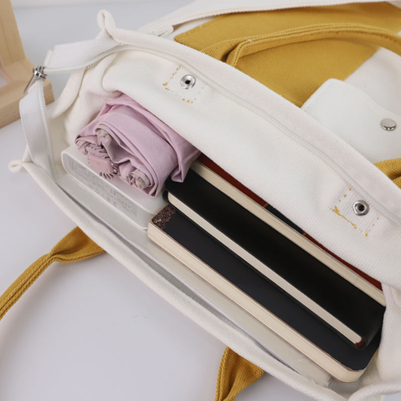 Wholesale Fashion Custom Women One Shoulder Handbag 12oz Canvas Tote Crossbody Bag