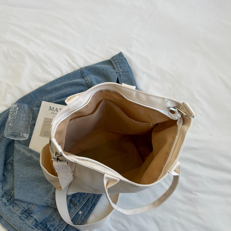 Large-capacity Canvas Bag Versatile Fashion Portable Shoulder Messenger Bag College Student Class Bag