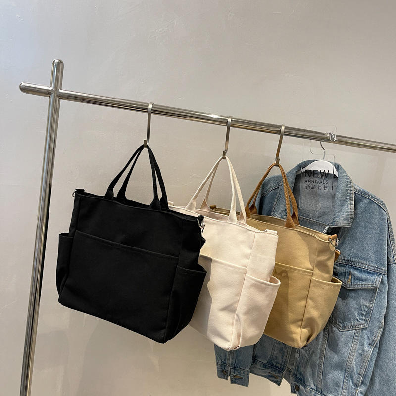 Large-capacity Canvas Bag Versatile Fashion Portable Shoulder Messenger Bag College Student Class Bag