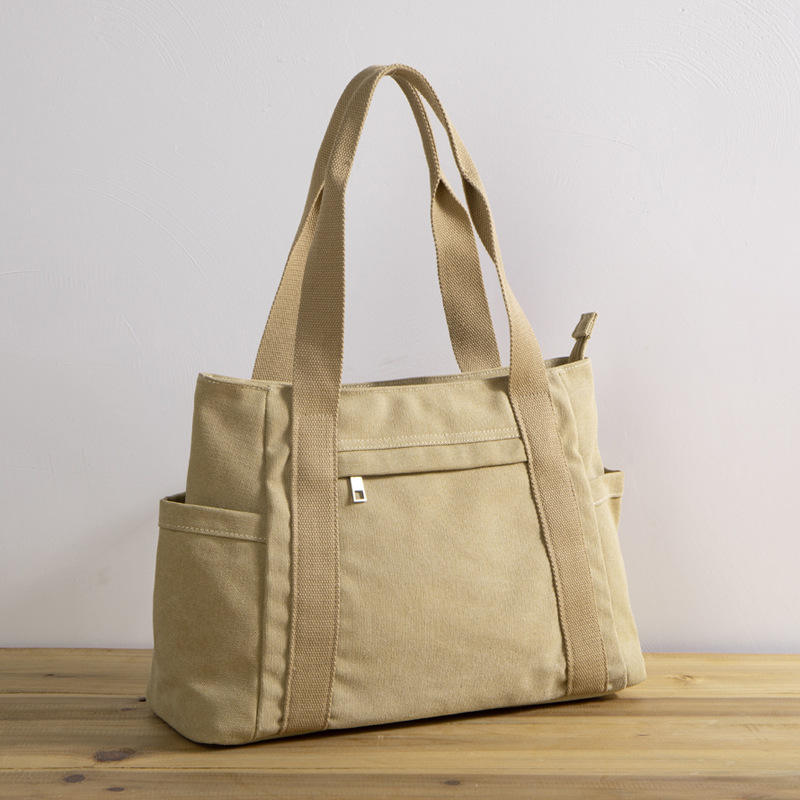 New Cotton Canvas Bag Single Shoulder Large Bag Large Capacity Art Simple Tote Bag