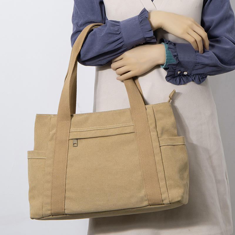 New Cotton Canvas Bag Single Shoulder Large Bag Large Capacity Art Simple Tote Bag
