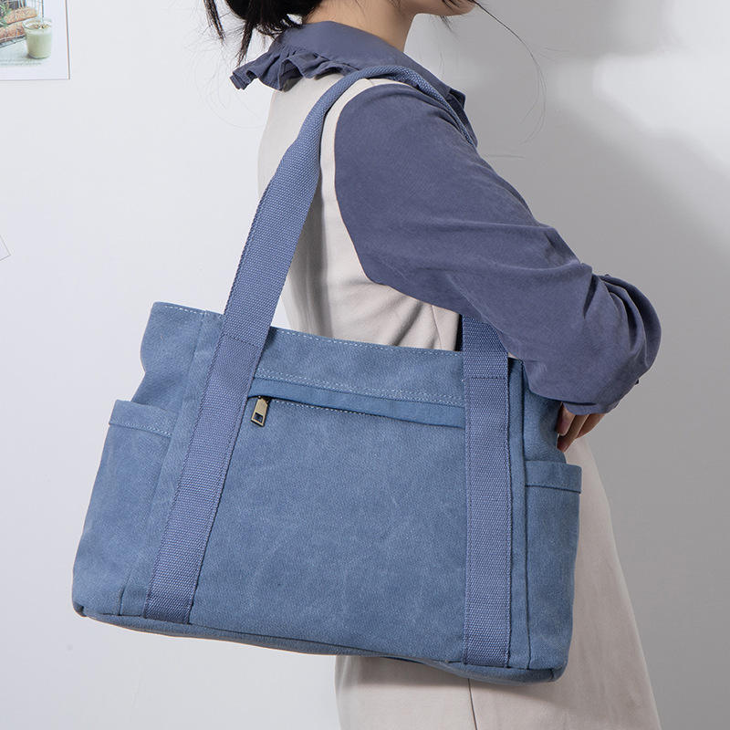New Cotton Canvas Bag Single Shoulder Large Bag Large Capacity Art Simple Tote Bag