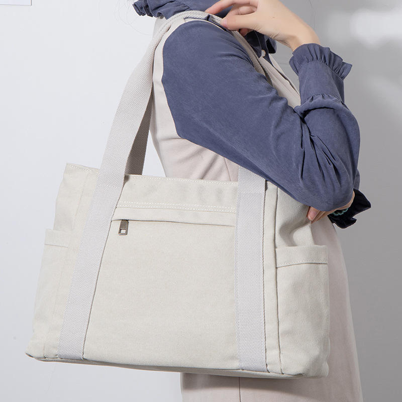 New Cotton Canvas Bag Single Shoulder Large Bag Large Capacity Art Simple Tote Bag