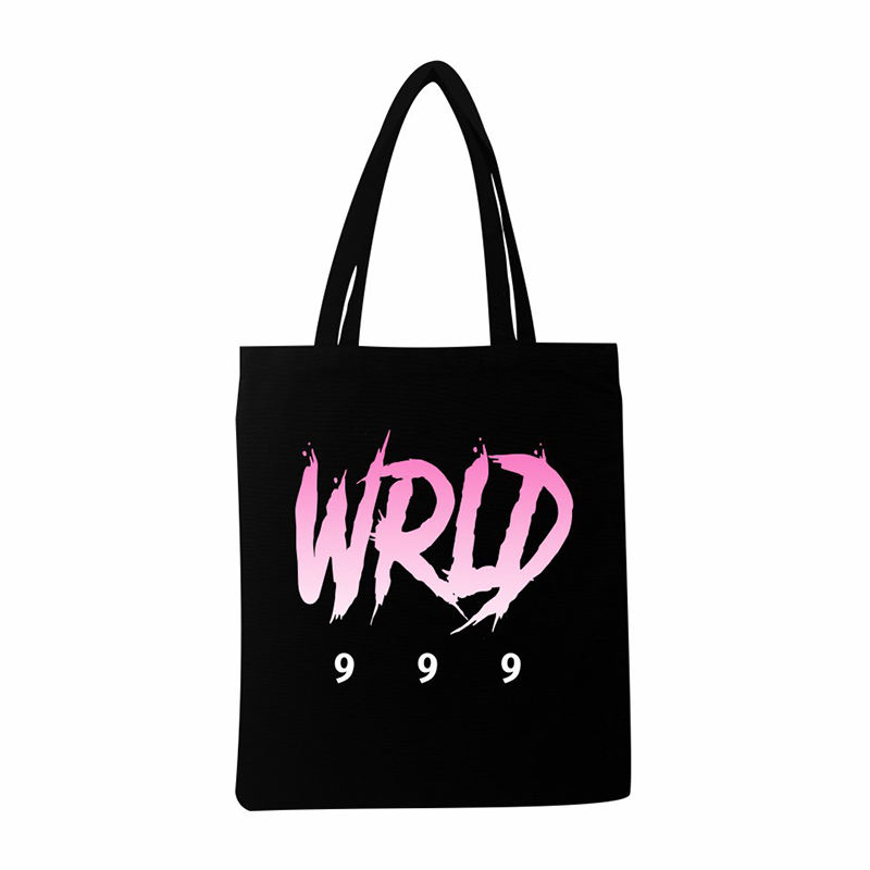 Creative Black Cotton Canvas Bag Custom Printed Cartoon Shopping Bag