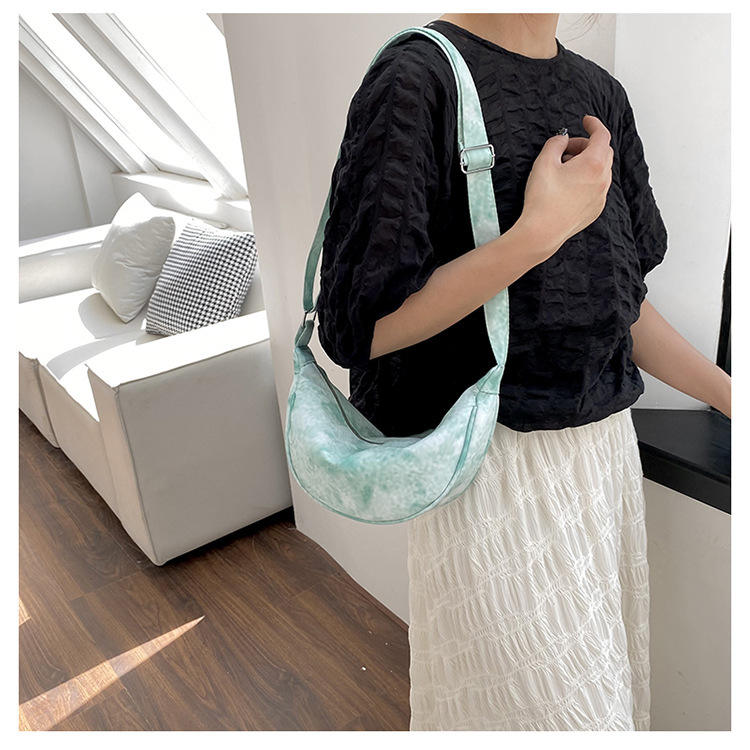 Japanese Summer Fashion Daily Casual Under arm women Tote Handbag Tie Dye Cotton Canvas Dumpling Small Shoulder