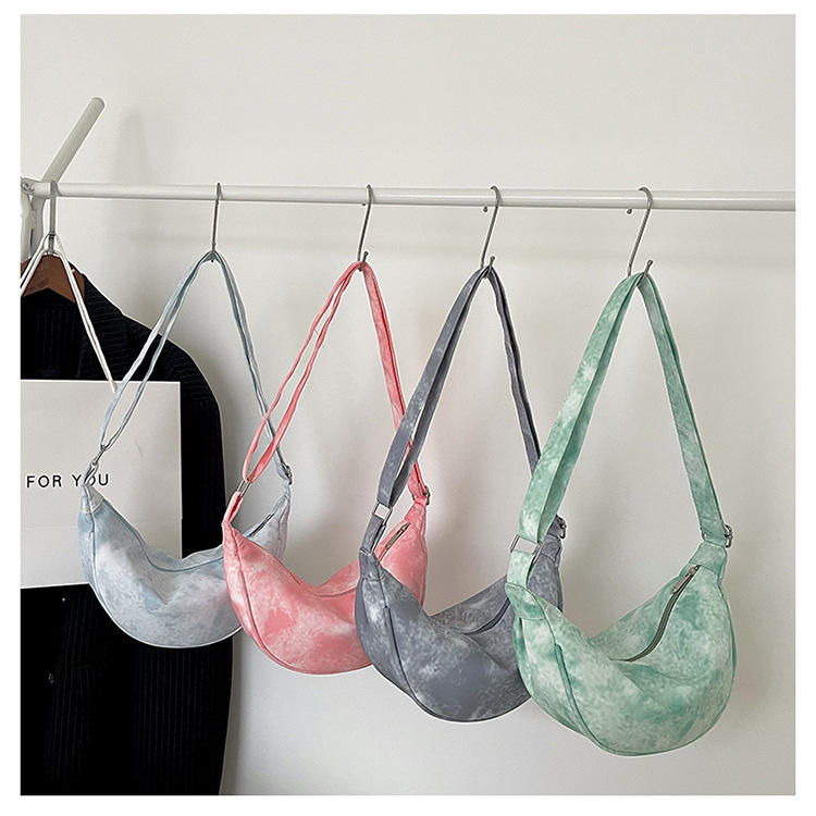 Japanese Summer Fashion Daily Casual Under arm women Tote Handbag Tie Dye Cotton Canvas Dumpling Small Shoulder