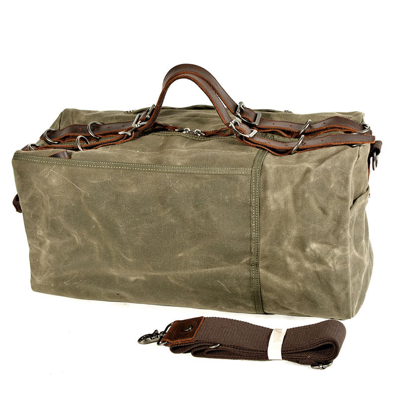 Military Style Distressed Thick Canvas Bag Large Capacity Outdoor Sports Travel Bag