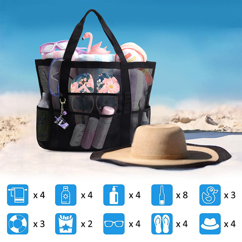 Large Capacity Mesh Hollow Bag Fashion Simple Mesh Beach Bag Storage Bag For Outdoor