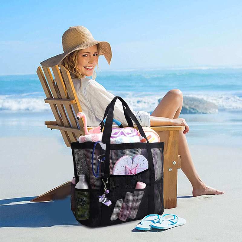 Large Capacity Mesh Hollow Bag Fashion Simple Mesh Beach Bag Storage Bag For Outdoor