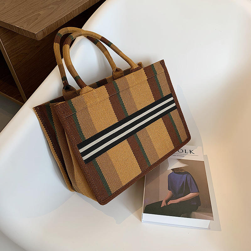 Fashion Plaid Tote Bag Large Capacity Custom Canvas Bag Shopping Bag