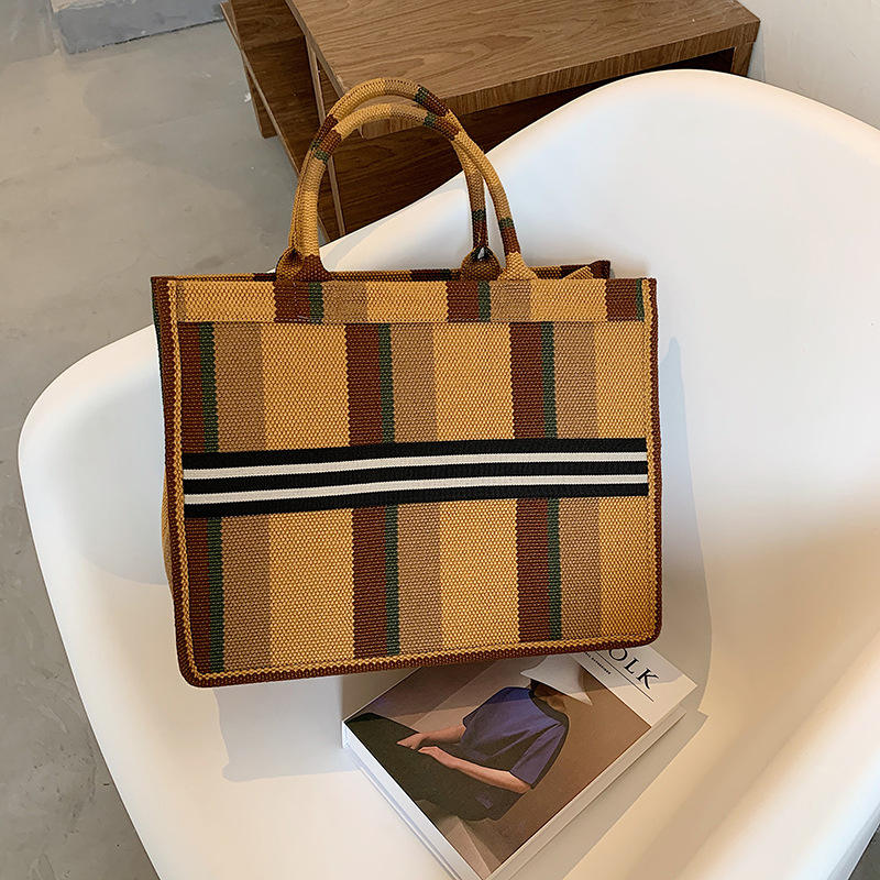 Fashion Plaid Tote Bag Large Capacity Custom Canvas Bag Shopping Bag