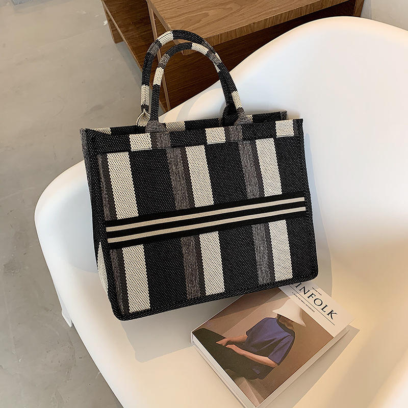 Fashion Plaid Tote Bag Large Capacity Custom Canvas Bag Shopping Bag