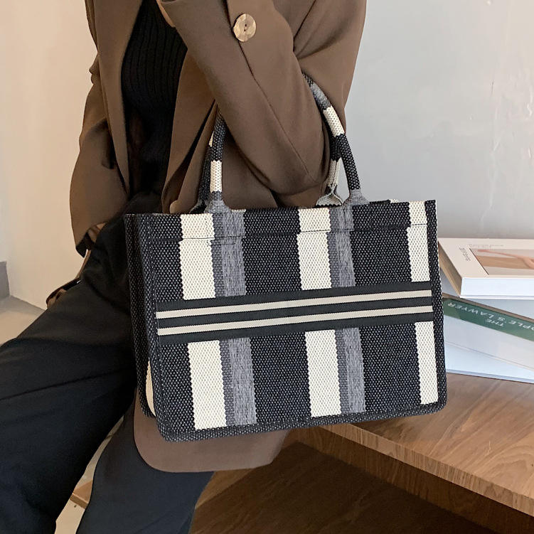 Fashion Plaid Tote Bag Large Capacity Custom Canvas Bag Shopping Bag