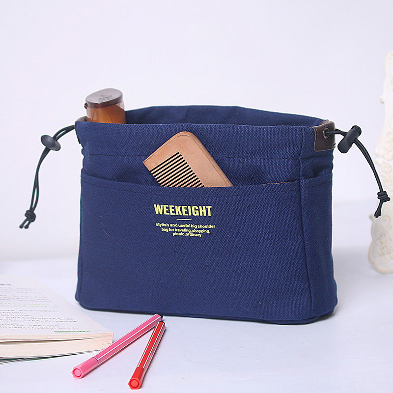 Casual Practical Portable Canvas Cosmetic Bag Waterproof Storage Bag
