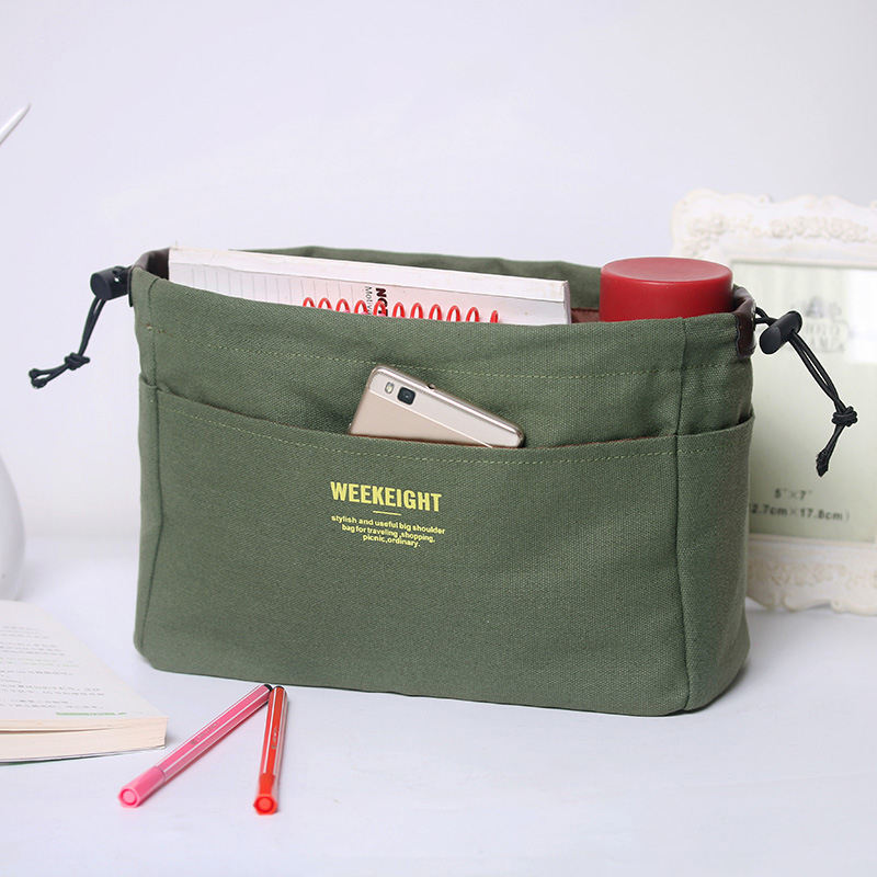 Casual Practical Portable Canvas Cosmetic Bag Waterproof Storage Bag