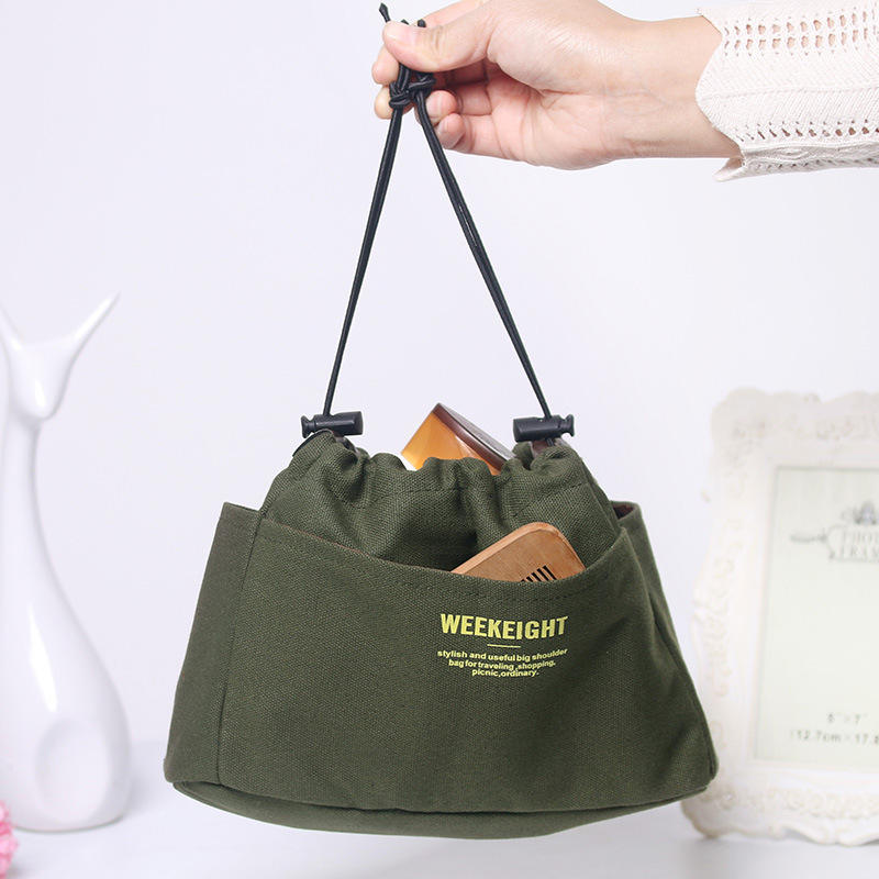 Casual Practical Portable Canvas Cosmetic Bag Waterproof Storage Bag
