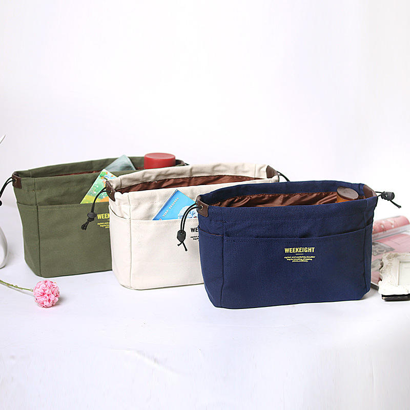 Casual Practical Portable Canvas Cosmetic Bag Waterproof Storage Bag