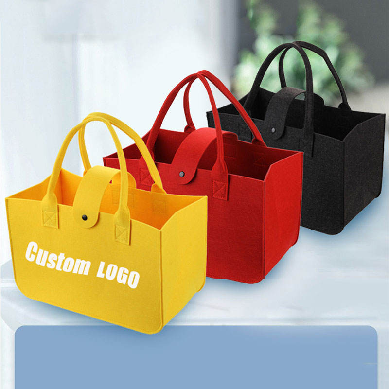 Reusable Custom Logo Eco-Friendly Casual Large Capacity Wool Shopping Bag Felt Women Tote Bag Handbags