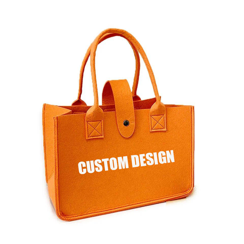 Reusable Custom Logo Eco-Friendly Casual Large Capacity Wool Shopping Bag Felt Women Tote Bag Handbags