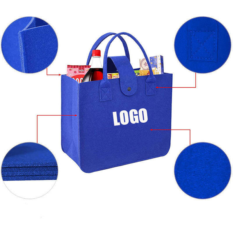 Reusable Custom Logo Eco-Friendly Casual Large Capacity Wool Shopping Bag Felt Women Tote Bag Handbags