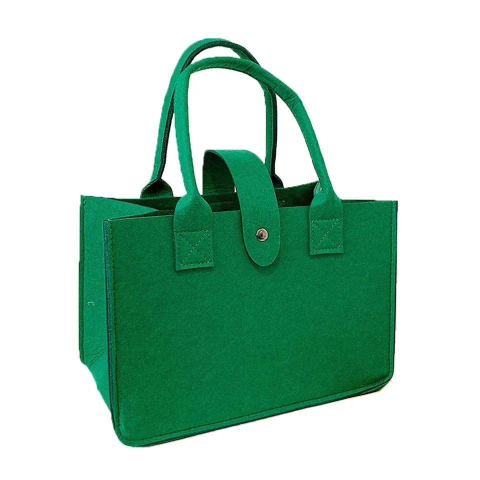 Reusable Custom Logo Eco-Friendly Casual Large Capacity Wool Shopping Bag Felt Women Tote Bag Handbags