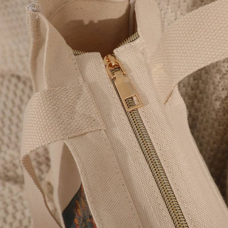 Vintage Monet Canvas Tote Bag for Women For Shopping