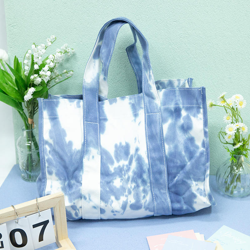 Fashion Rainbow Tie Dye Canvas Bag Large Tie Dye Tote Bag