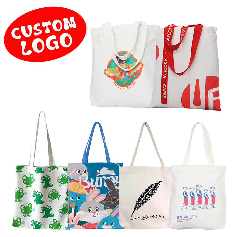 Wholesale Recycled Reusable Standard Size Custom Printing Polyester Canvas Shopping Bag
