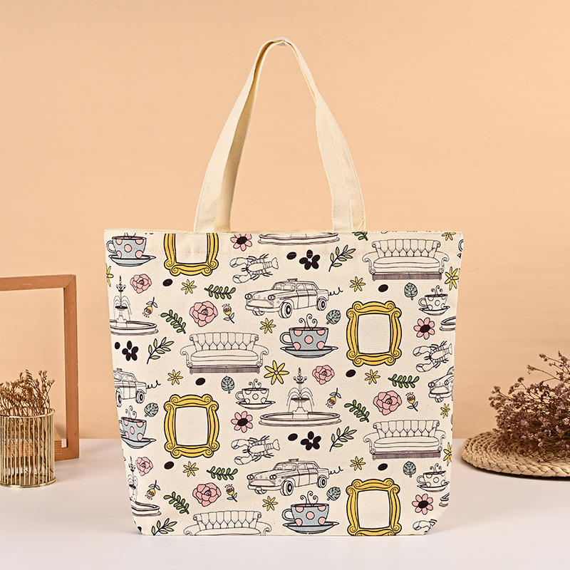 Hot Sale Cute Custom Logo High Quality Fabric Cotton Canvas Tote Shopping Bag