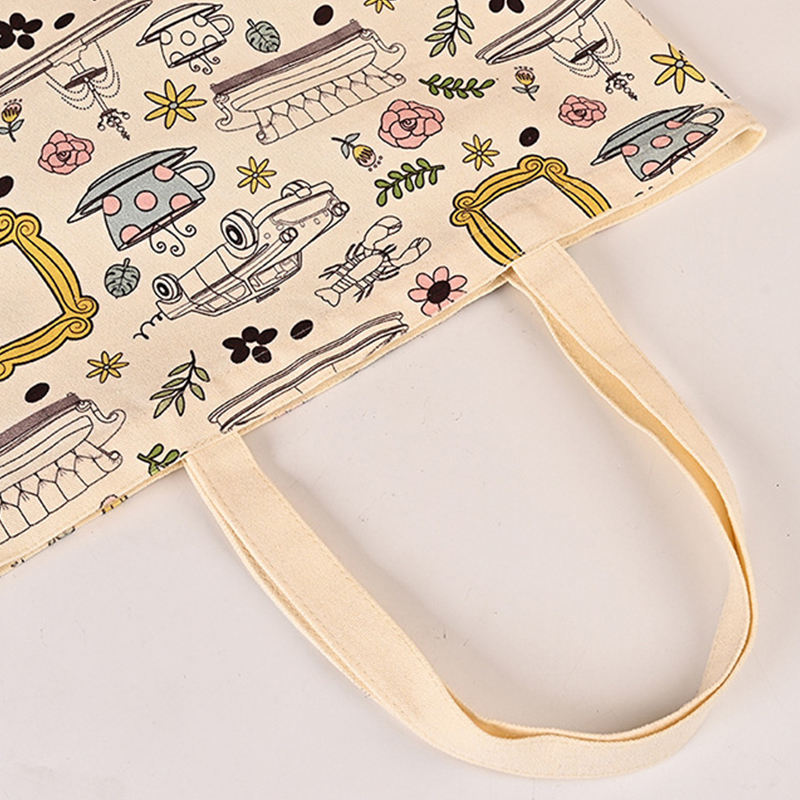 Hot Sale Cute Custom Logo High Quality Fabric Cotton Canvas Tote Shopping Bag