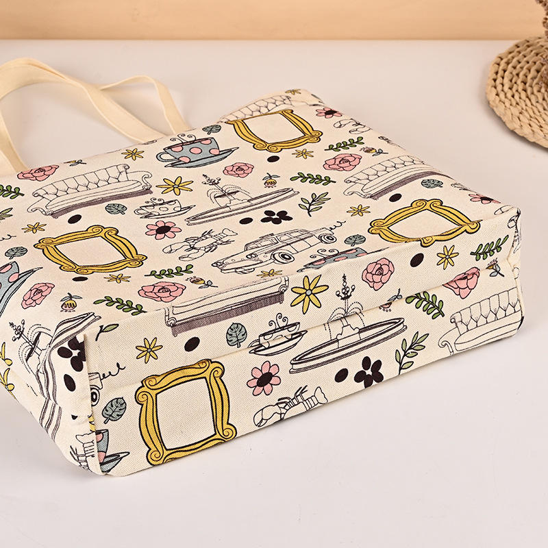 Hot Sale Cute Custom Logo High Quality Fabric Cotton Canvas Tote Shopping Bag