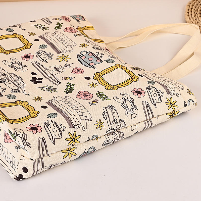 Hot Sale Cute Custom Logo High Quality Fabric Cotton Canvas Tote Shopping Bag