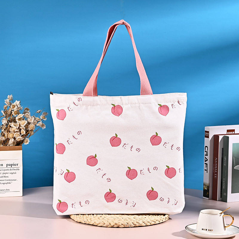 Wholesale Custom Blank Zipper Canvas Portable Shopping Bag