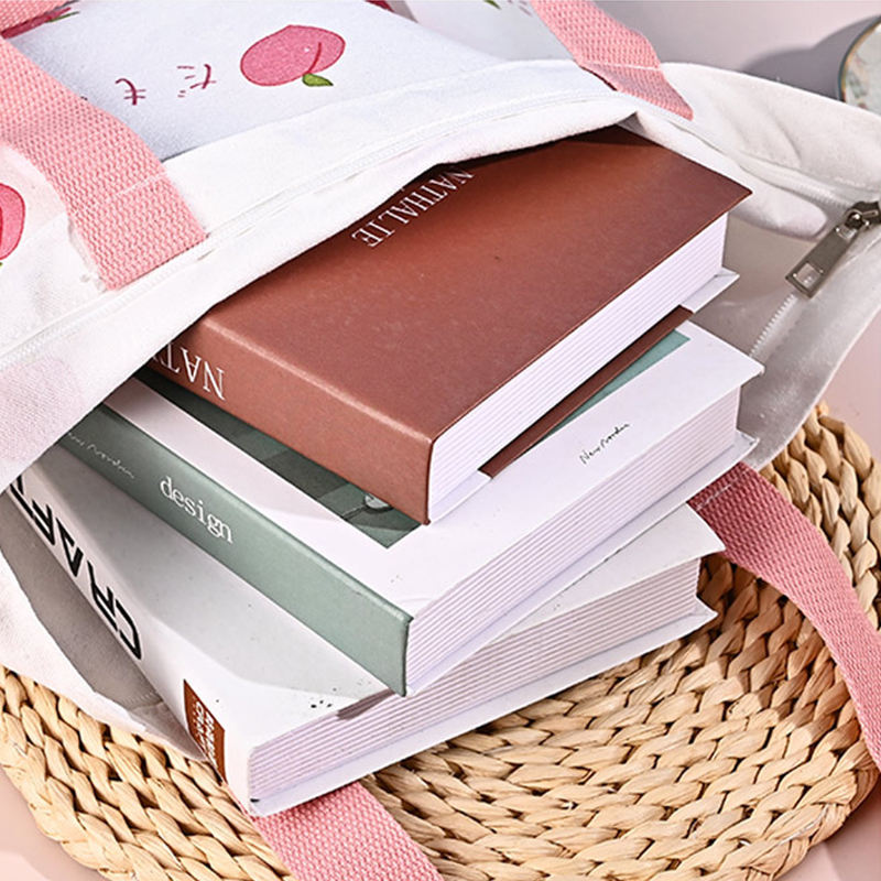 Wholesale Custom Blank Zipper Canvas Portable Shopping Bag