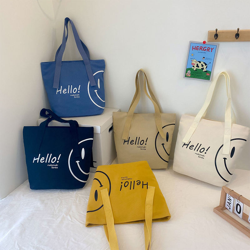 Extra Large Reusable Cotton Canvas Grocery Shopping Bags With Custom Logo Printed