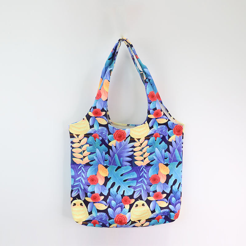 Factory Custom Full Printed Nylon Polyester Reusable Foldable Shopping Bags