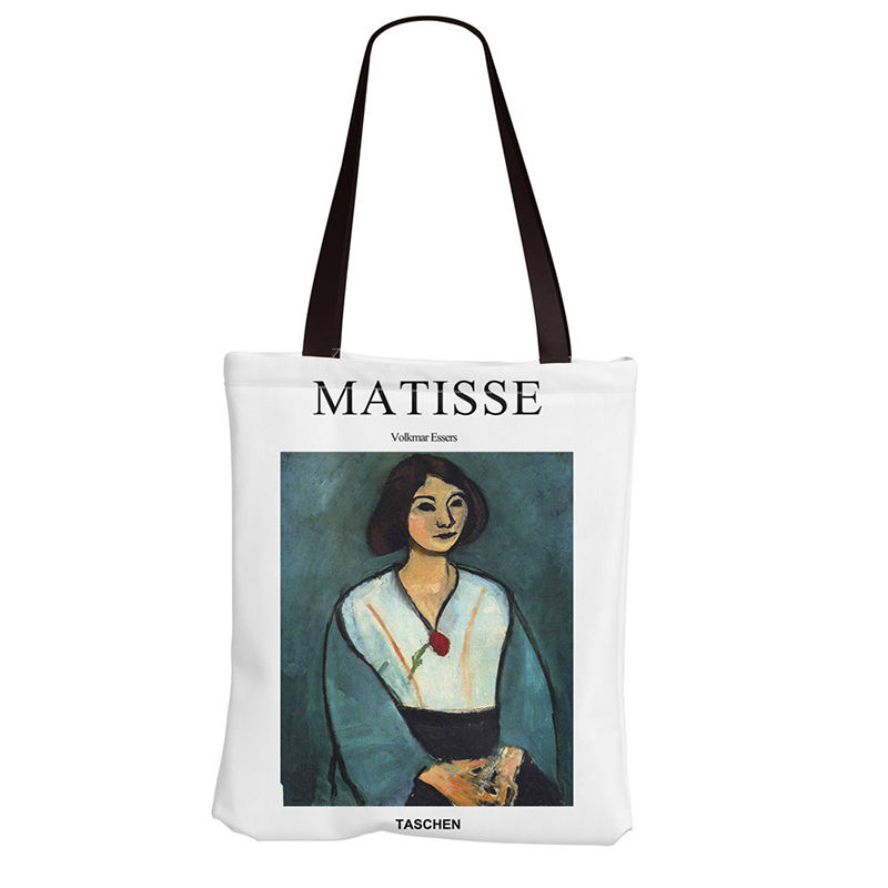 Artistic Oil Painting Canvas Tote Bag With Custom Printed Logo