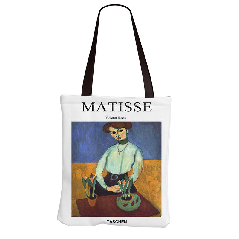 Artistic Oil Painting Canvas Tote Bag With Custom Printed Logo