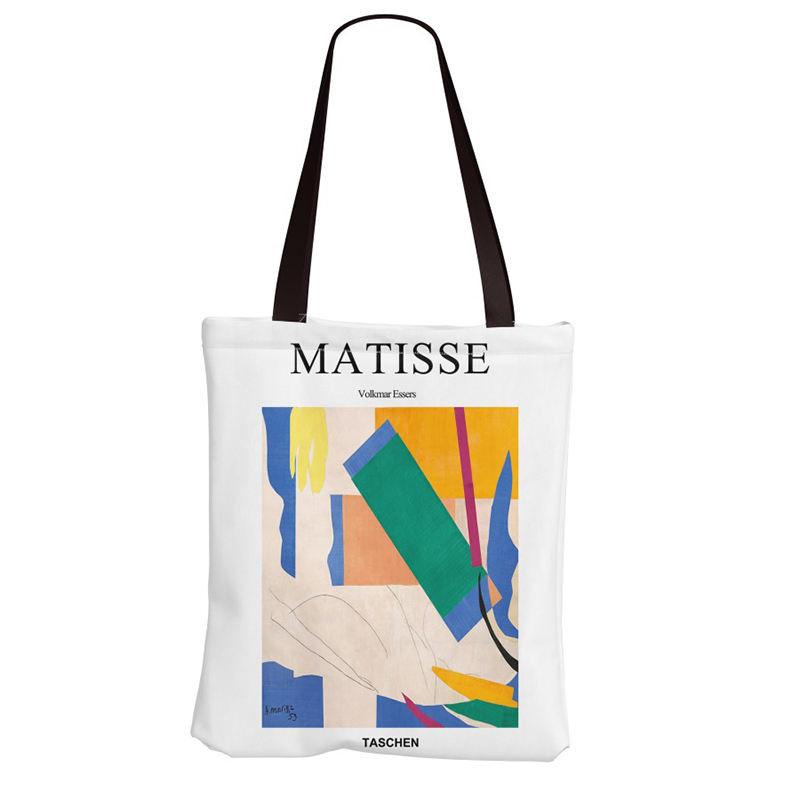 Artistic Oil Painting Canvas Tote Bag With Custom Printed Logo