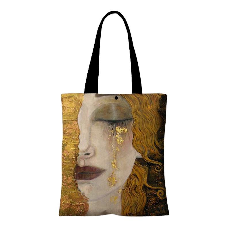 Large-capacity Creative Printing Oil Painting Canvas Shoulder Shopping Bag