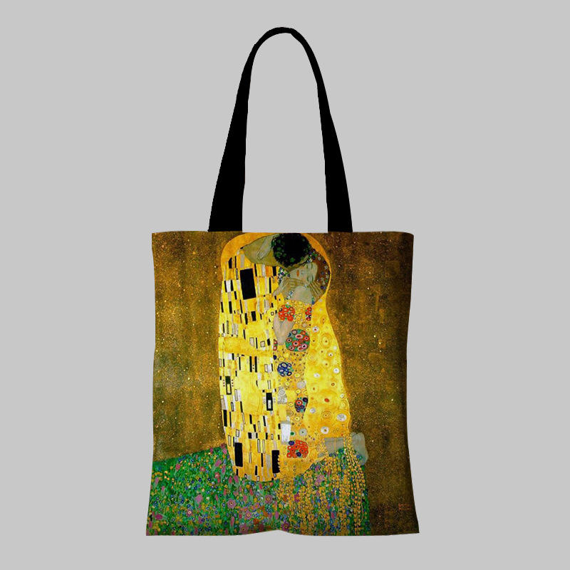 Large-capacity Creative Printing Oil Painting Canvas Shoulder Shopping Bag