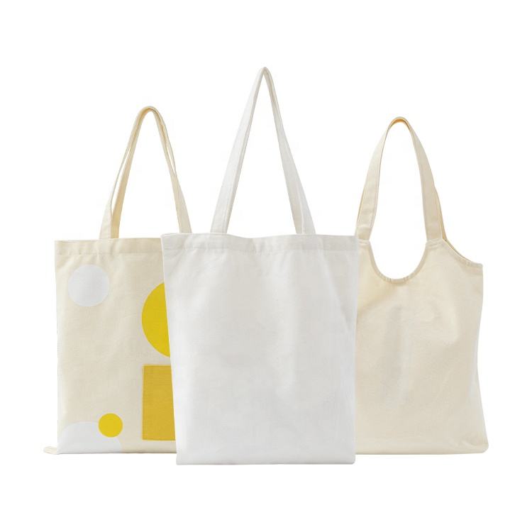 Promotional Custom Blank Plain Reusable Shopping Cotton Canvas Tote Bags With Embroidered Logos