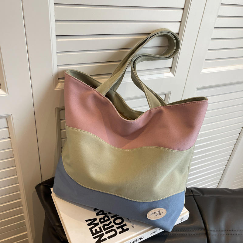 Factory Direct Fashion Plaid Cotton Canvas Tote Bag For Shopping