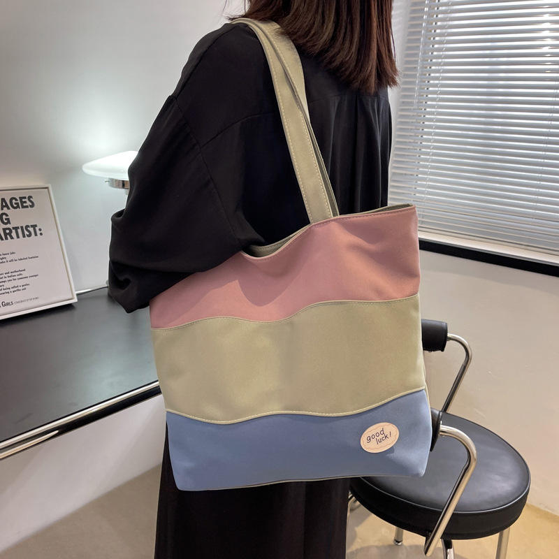 Factory Direct Fashion Plaid Cotton Canvas Tote Bag For Shopping