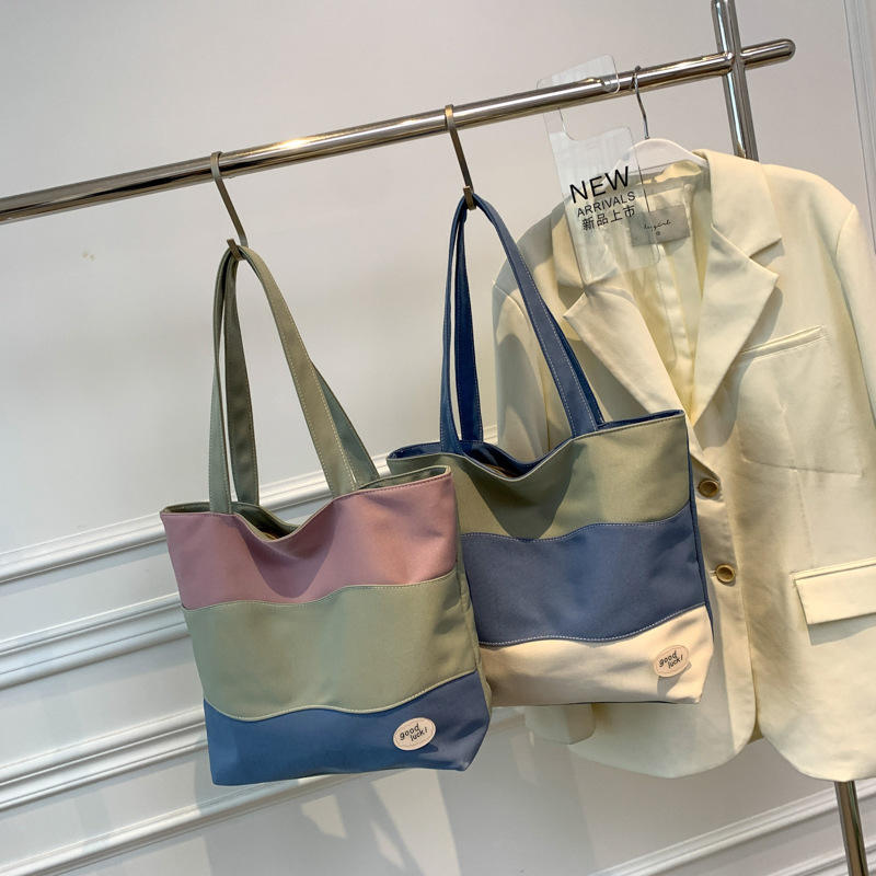 Factory Direct Fashion Plaid Cotton Canvas Tote Bag For Shopping