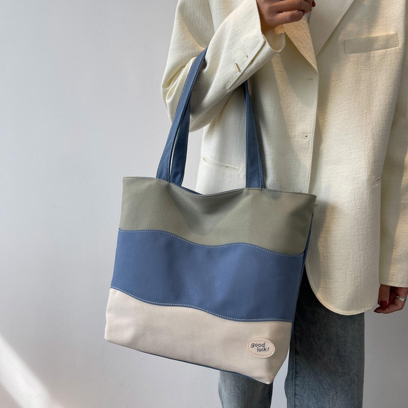Factory Direct Fashion Plaid Cotton Canvas Tote Bag For Shopping