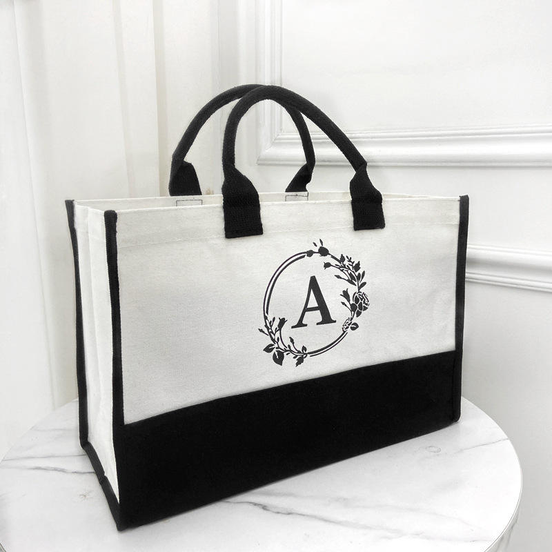 European And American Fashion Custom Solid Color Cotton Letter Canvas Bags